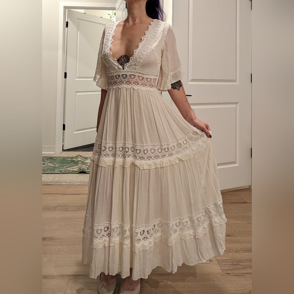 White ruffle maxi dress
